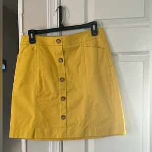 LOFT Mustard Button-Front Mini Skirt